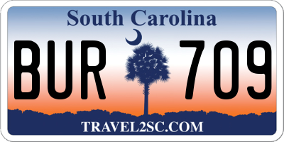 SC license plate BUR709