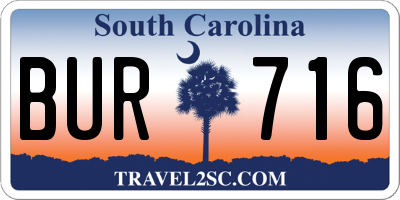 SC license plate BUR716