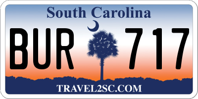 SC license plate BUR717