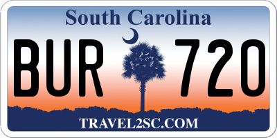 SC license plate BUR720