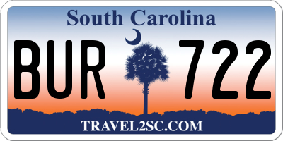 SC license plate BUR722
