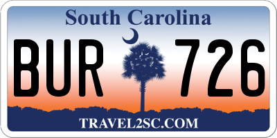 SC license plate BUR726