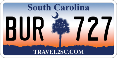 SC license plate BUR727