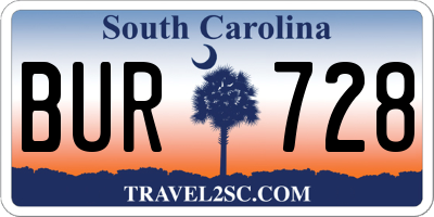 SC license plate BUR728