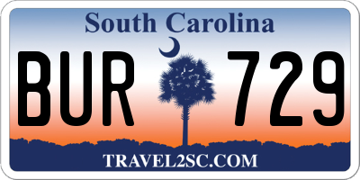 SC license plate BUR729