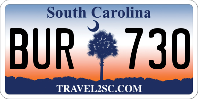 SC license plate BUR730
