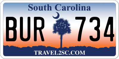SC license plate BUR734