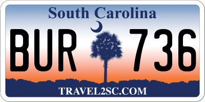 SC license plate BUR736
