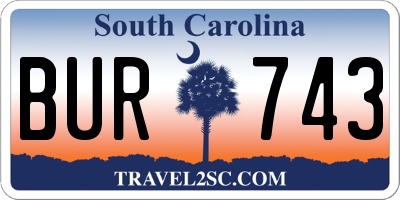 SC license plate BUR743