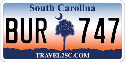 SC license plate BUR747