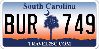 SC license plate BUR749