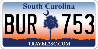 SC license plate BUR753