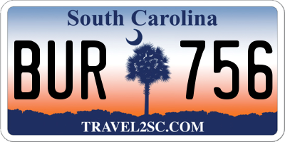 SC license plate BUR756