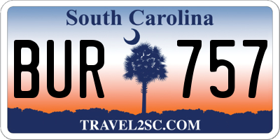 SC license plate BUR757