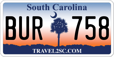 SC license plate BUR758