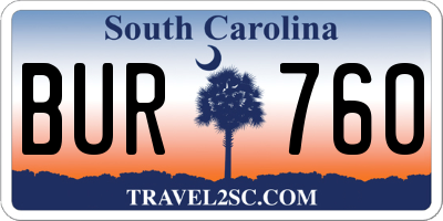 SC license plate BUR760