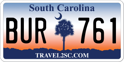 SC license plate BUR761