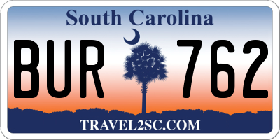 SC license plate BUR762