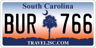 SC license plate BUR766