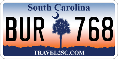 SC license plate BUR768