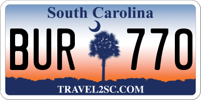 SC license plate BUR770