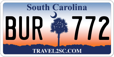 SC license plate BUR772