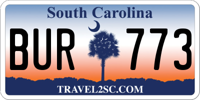 SC license plate BUR773