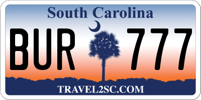 SC license plate BUR777