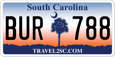 SC license plate BUR788