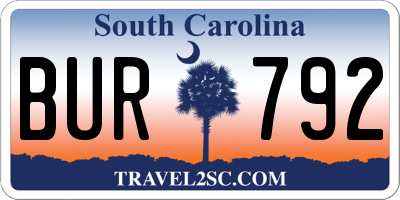 SC license plate BUR792