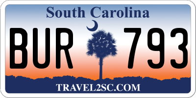 SC license plate BUR793
