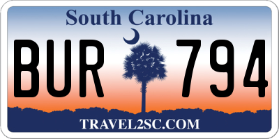SC license plate BUR794