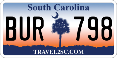 SC license plate BUR798