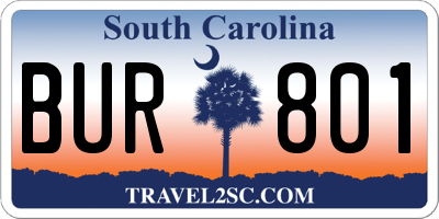 SC license plate BUR801