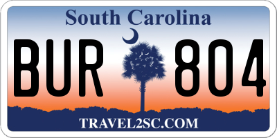 SC license plate BUR804