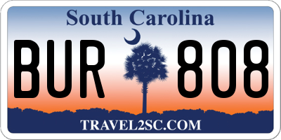 SC license plate BUR808
