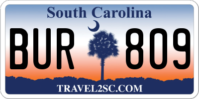 SC license plate BUR809