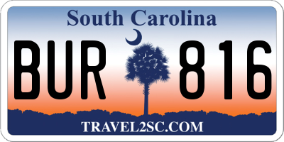 SC license plate BUR816