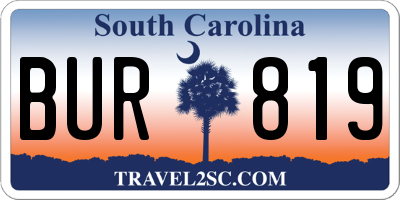 SC license plate BUR819