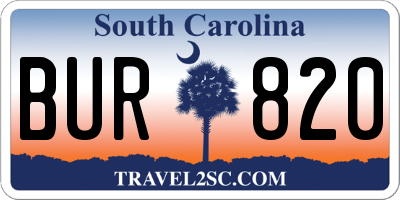 SC license plate BUR820