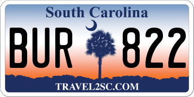 SC license plate BUR822