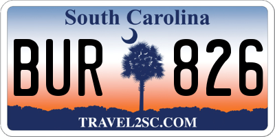 SC license plate BUR826