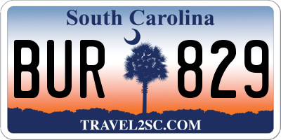 SC license plate BUR829