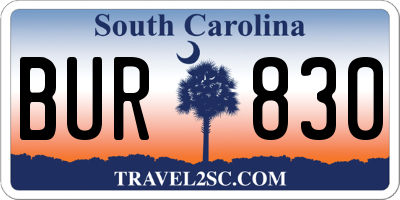 SC license plate BUR830