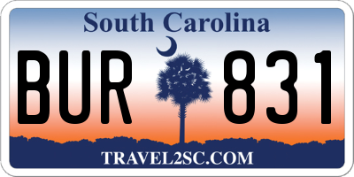 SC license plate BUR831