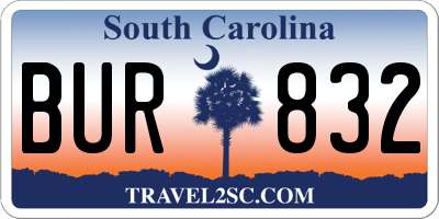 SC license plate BUR832