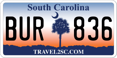 SC license plate BUR836