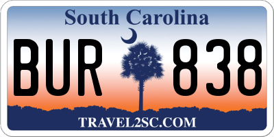 SC license plate BUR838