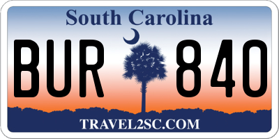 SC license plate BUR840