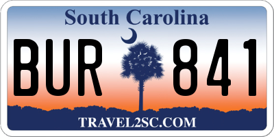 SC license plate BUR841